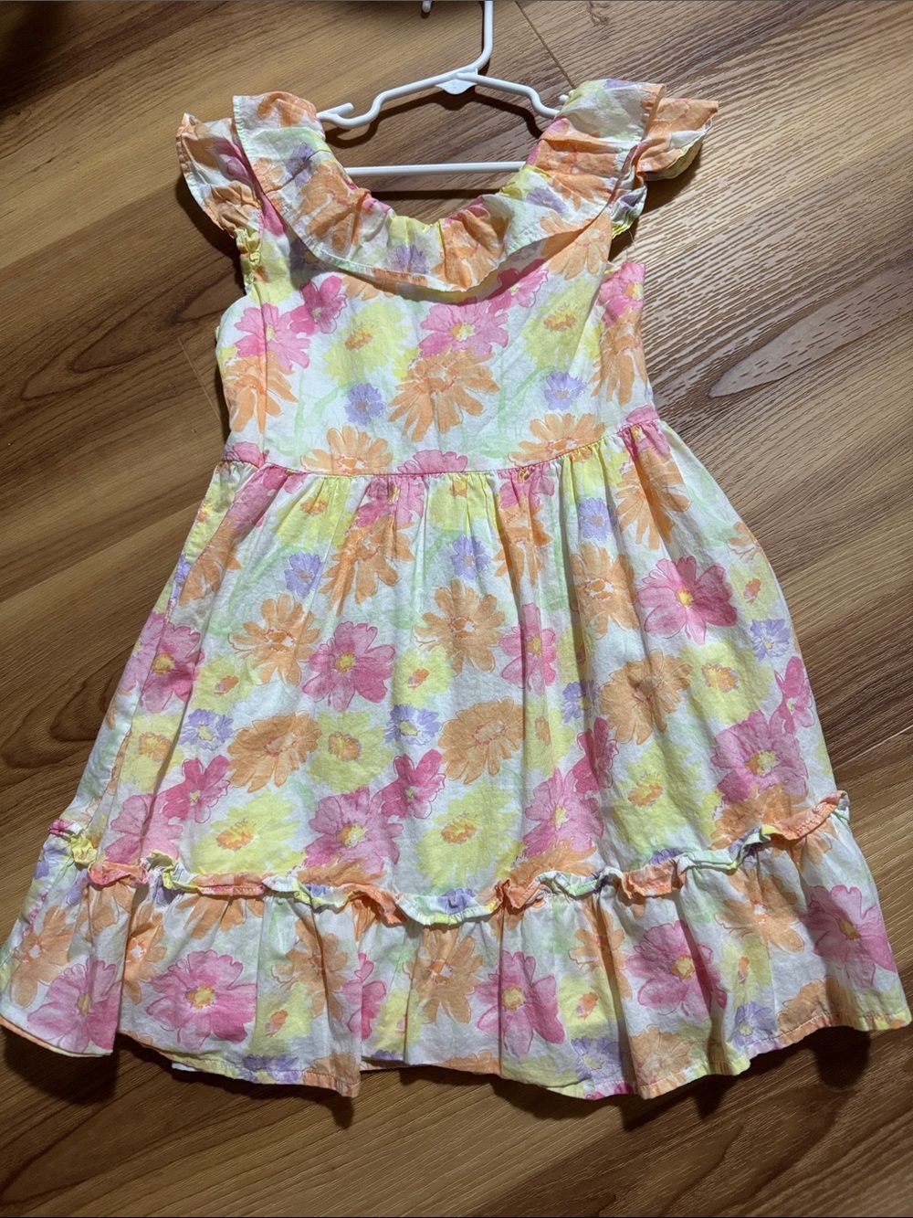 Janie and Jack Pastel Floral Ruffle Dress - Pink, Yellow & Orange